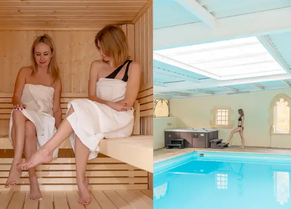 Espace bien-être avec jacuzzi et piscine intérieure